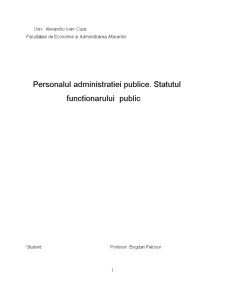 Personalul administrației publice - statutul funcționarului public - Pagina 1