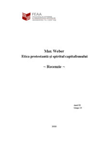 Max Weber - etica protestantă și spiritul capitalismului - Pagina 1