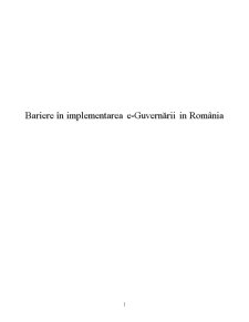 Bariere în Implementarea e-Guvernării în România - Pagina 1