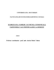 Stabilitatea familiei și uniunea consensuală - parteneriat sau individualism la români - Pagina 1
