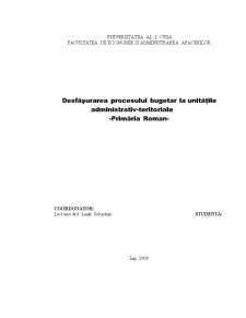 Fundamentarea și finanțarea cheltuielilor bugetare la Primăria Roman - Pagina 1