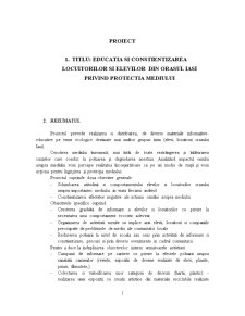 Educația și conștientizarea locuitorilor și elevilor din Orașul Iași privind protecția mediului - Pagina 1