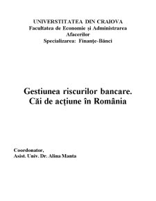 Gestiunea riscurilor bancare. căi de acțiune în România - Pagina 1