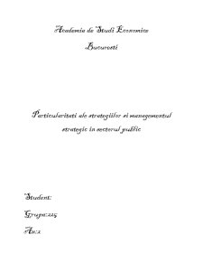 Particularități ale strategiilor și managementul strategic în sectorul public - Pagina 1