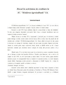 Riscul în Activitatea de Creditare la SC Moldova-Agroindbank SA - Pagina 1
