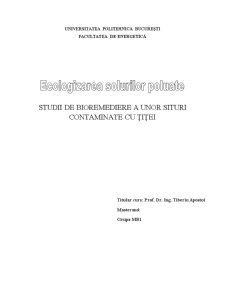 Studii de Bioremediere a unor Situri Contaminate cu Țiței - Pagina 1