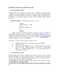 Elemente de Bază ale Scriptului PHP - Pagina 1
