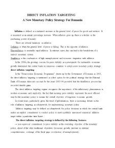 Direct Inflation Targeting: A New Monetary Policy Strategy for România - Pagina 1