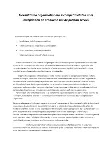 Flexibilitatea organizațională și competitivitatea unei întreprinderi de producție sau de prestări servicii - Pagina 1