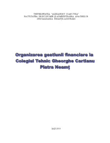 Organizarea gestiunii financiare la Colegiul Tehnic Gheorghe Cartianu Piatra Neamț - Pagina 1
