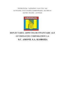 Reflectarea Aspectelor Financiare ale Guvernantei Corporatiste la SC Amonil SA Slobozia - Pagina 1
