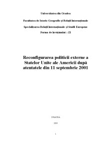 Reconfigurarea Politicii Externe a Statelor Unite ale Americii după Atentatele din 11 Septembrie 2001 - Pagina 1