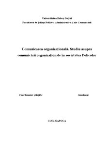 Comunicarea Organizationala - Studiu Asupra Comunicarii Organizationale in Societatea Policolor - Pagina 1