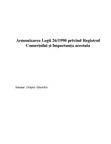 Armonizarea legii 26-1990 privind registrul comerțului și importanța acestuia - Pagina 1