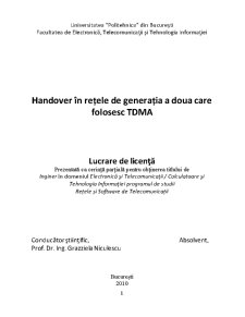 Handover în rețele de generația 2 bazate pe TDMA - Pagina 1