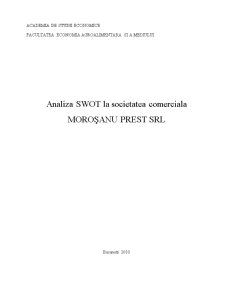 Analiza SWOT la Societatea Comerciala Moroșanu Prest SRL - Pagina 1