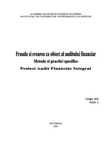Frauda și eroarea ca obiect al auditului financiar - Pagina 1