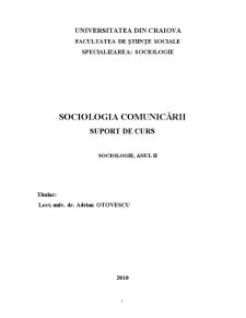 Sociologia Comunicării - Pagina 1