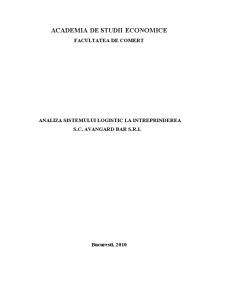 Analiza sistemului logistic la întreprinderea SC Avangard Bar SRL - Pagina 1