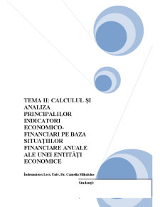 Calculul și Analiza Principalilor Indicatori Economico-financiari pe Baza Situațiilor Financiare Anuale ale unei Entități Economice - Pagina 1