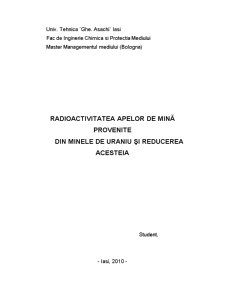 Radioactivitatea Apelor de Mină Provenite din Minele de Uraniu și Reducerea Acesteia - Pagina 1