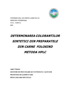 Determinarea coloranților sintetici din preparatele din carne folosind metoda HPLC - Pagina 1