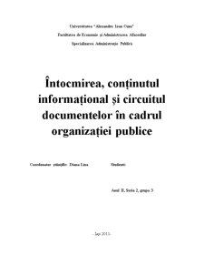 Intocmirea, conținutul informațional și circuitul documentelor în cadrul organizației publice - Pagina 1