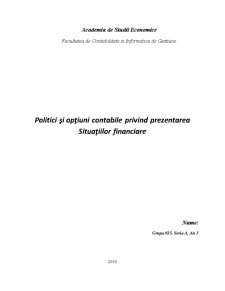Politici și Opțiuni Contabile privind Prezentarea Situațiilor Financiare - Pagina 1