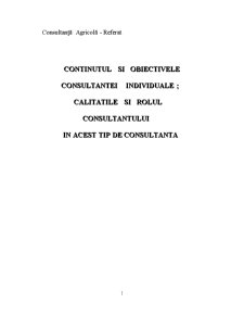 Conținutul și obiectivele consultanței individuale - calitățile și rolul consultantului în acest tip de consultanță - Pagina 1