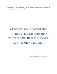 Organizarea unei conferințe de presă privind lansarea produsului Healthy Snack marca Herbalife - Pagina 1