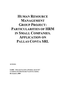 Particularities of HRM in small companies - application on Pallas Conta SRL - Pagina 1
