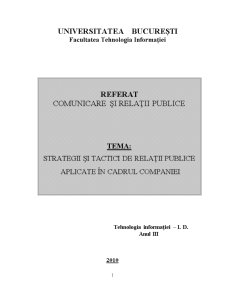 Strategii și Tactici de Relații Publice Aplicate în Cadrul Companiei - Pagina 1