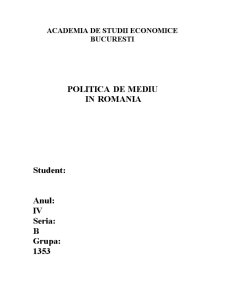 Politica de Mediu in Romania - Pagina 1