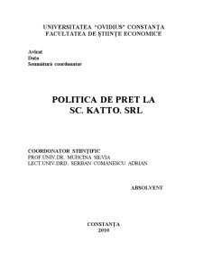 Politică de preț la SC Katto SRL - Pagina 1