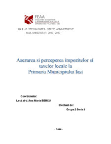 Așezarea și perceperea impozitelor și taxelor locale la Primăria Municipiului Iași - Pagina 1