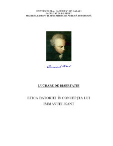 Etica Datoriei în Concepția lui Immanuel Kant - Pagina 1