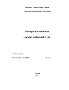 Managerul internațional - statut profesional și etic - Pagina 1