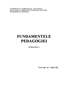 Fundamentele Pedagogiei - Pagina 1