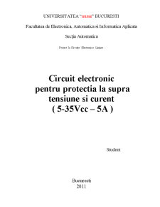 Circuit electronic pentru protecția la supra tensiune și curent - Pagina 1