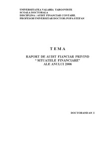 Raport Audit Financiar la SC Turbo SA - Pagina 1