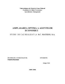 Amplasarea optimă a agenților economici - studiu de caz realizat la SC Matizol SA - Pagina 1