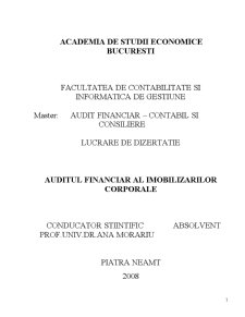 Auditul Financiar al Imobilizarilor Corporale - Pagina 1