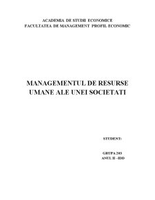 Managementul de resurse umane ale unei societăți - Pagina 1