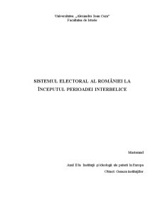 Sistemul Electoral al României la Începutul Perioadei Interbelice - Pagina 1
