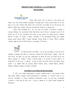 Lanțurile hoteliere Golden Tulip și Taj - Pagina 1
