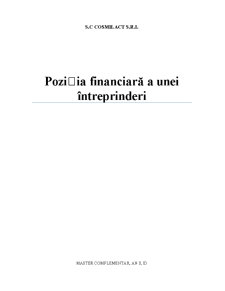 Poziția financiară a unei întreprinderi - SC Cosmilact SRL - Pagina 1