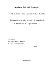 Eficiența economică a mecanizării agriculturii - studiu de caz SC Agrotehnica SA - Pagina 2