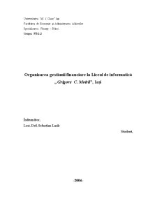 Organizarea gestiunii financiare la Liceul de Informatică Grigore C. Moisil, Iași - Pagina 1
