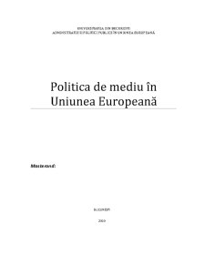 Politica de Mediu în Uniunea Europeană - Pagina 1