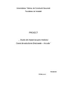 Studiu de impact asupra mediului. canal de aducțiune Brezoaele - Arcuda - Pagina 1